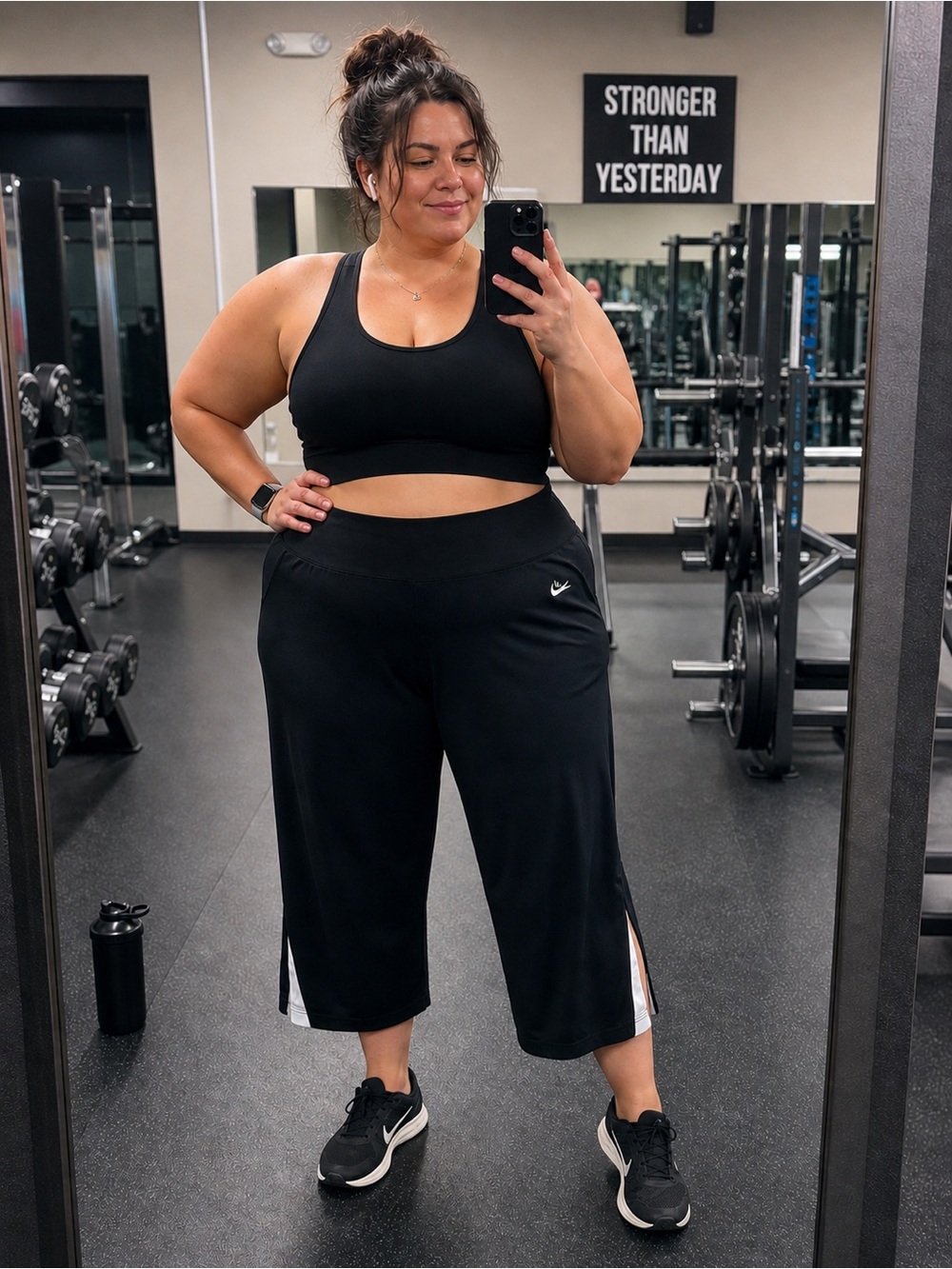 Nike Women’s XXL (20-22) Black w/White Activewear Sporty Workout Lounge Pants